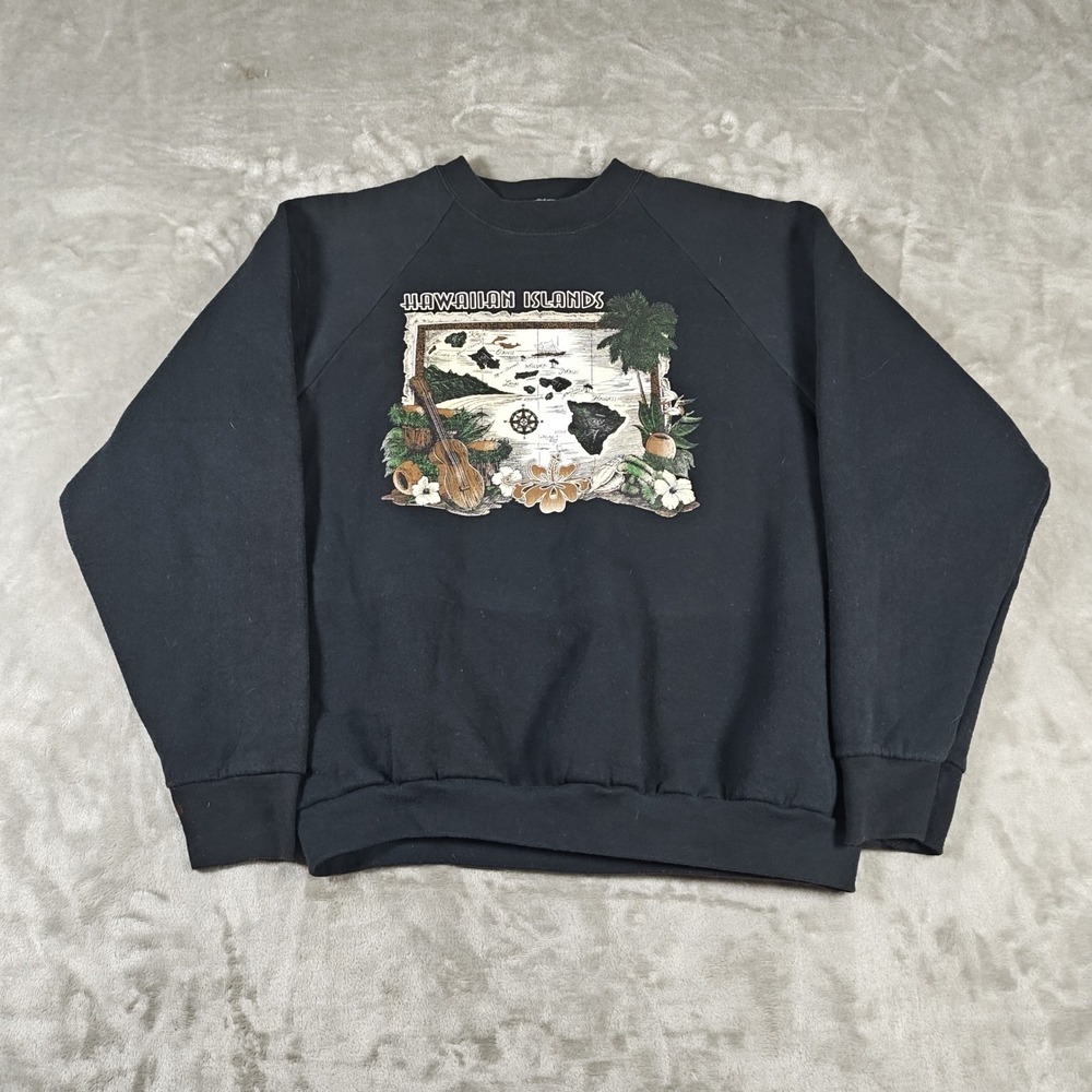 Vintage Hawaiian Islands Sweatshirt Men Large Fruit of the Loom Tropical 90s USA